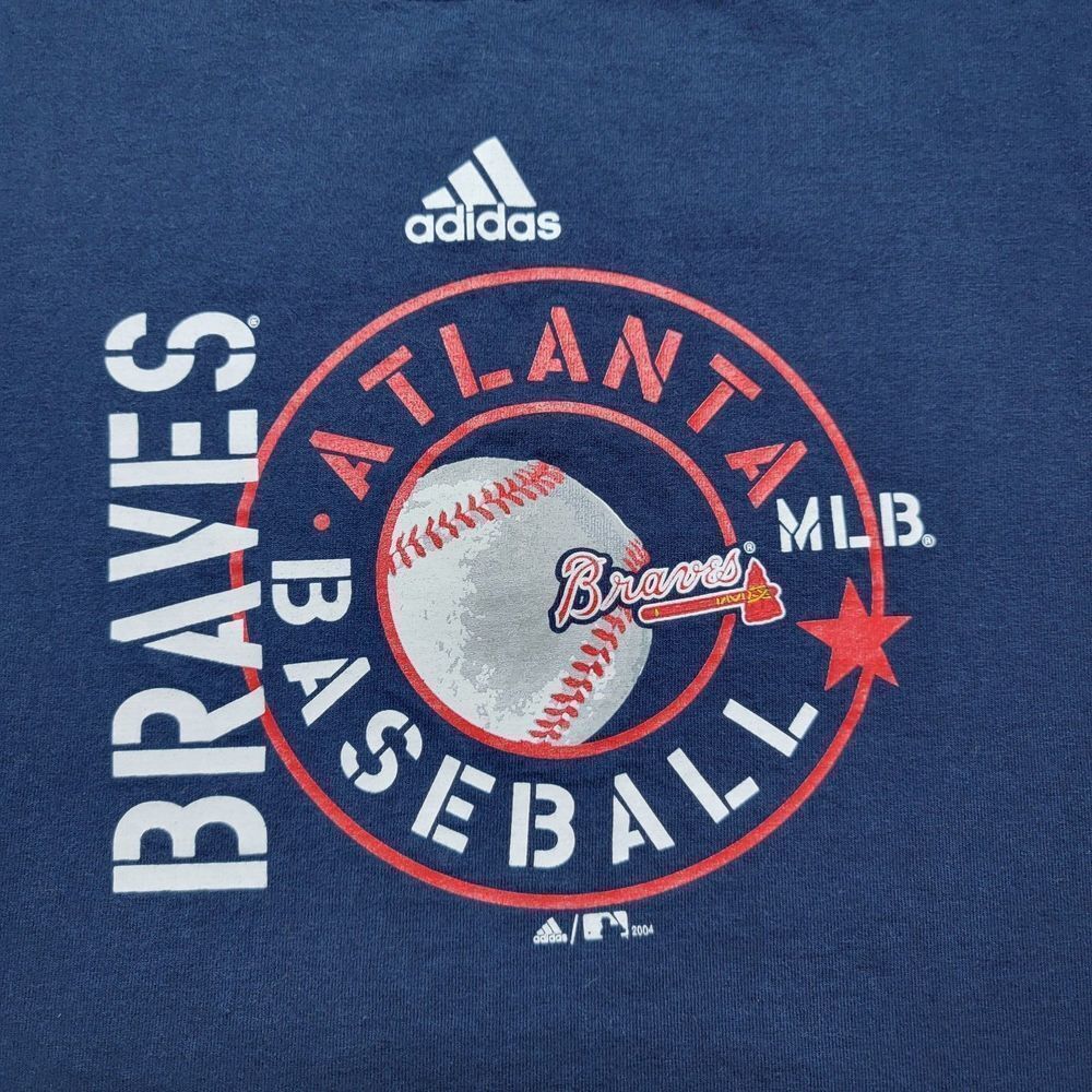 adidas MLB Atlanta Braves Y2K T-Shirt Men's Size XL Blue Sleeveless 2004 - Picture 2 of 7